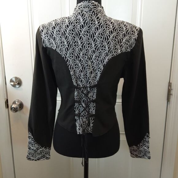 1849 black & white button western blouse - Picture 7 of 15
